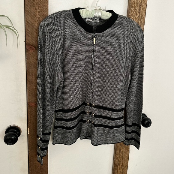 san remo by laura knits Jackets & Blazers - 90s Vintage San Remo Laura Knits Shoulder Padded Zip Blazer Jacket Womens Medium